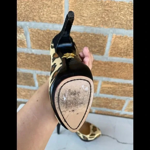 Charlotte Olympia Dolly Leopard Beige Gold Black Figure Heel Platform Pu… - Picture 14 of 16